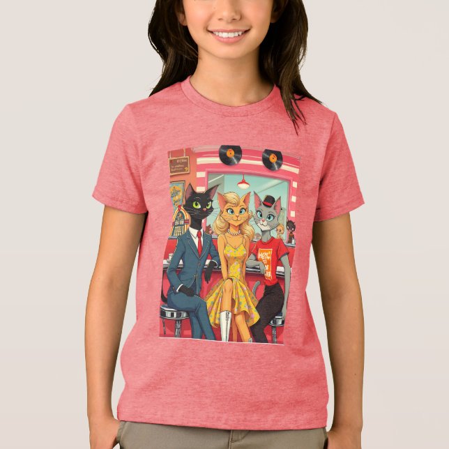Camiseta Gatos de adolescente de meio século em um restaura (Frente)