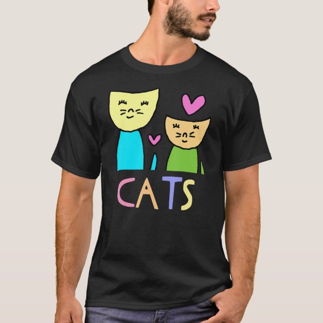 Camiseta Gatos De Amor Desenhados Por Jad Fair (Frente)