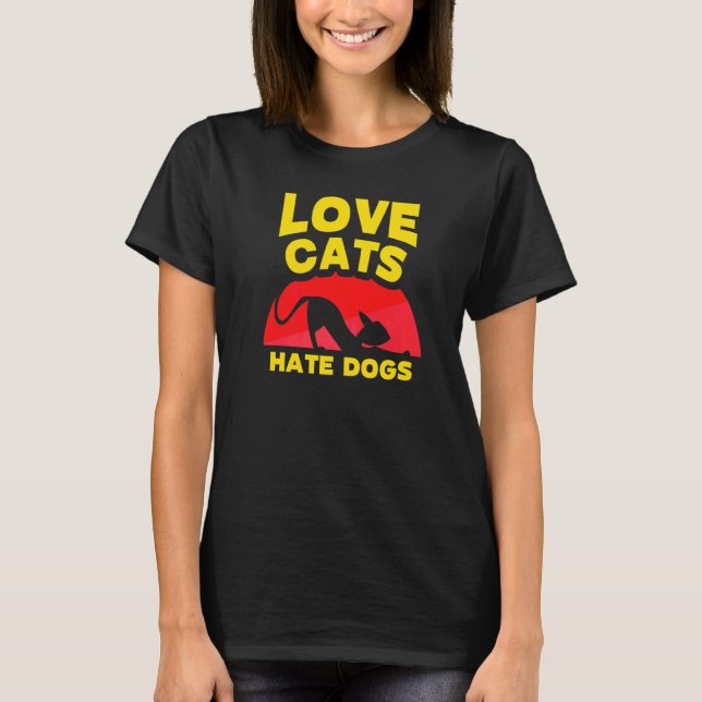 Camiseta Gatos De Amor Odeiam Cães Pet Cat Animal (Frente)