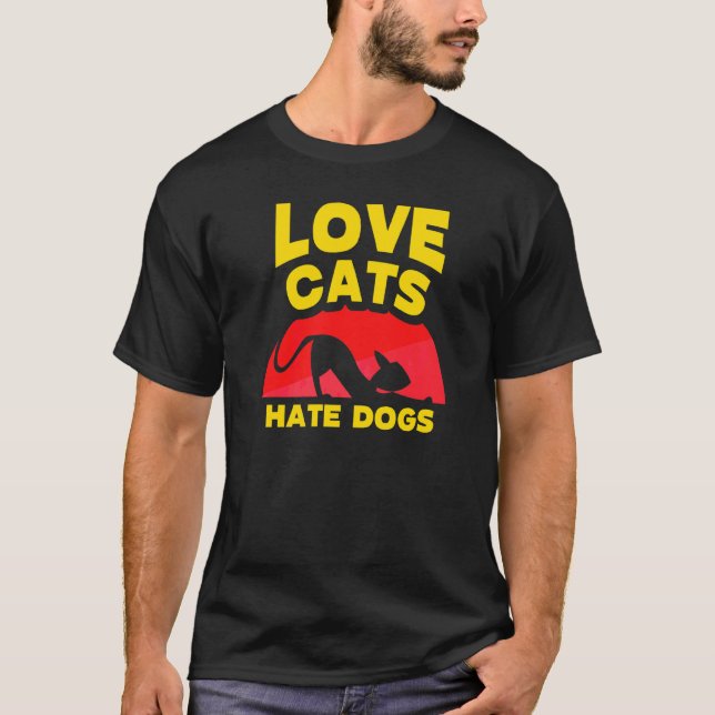 Camiseta Gatos De Amor Odeiam Cães Pet Cat Animal (Frente)