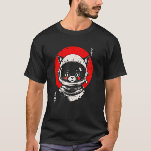 Camiseta Gatos de Arte Japonês Kawaii Japão Gato Astronauta