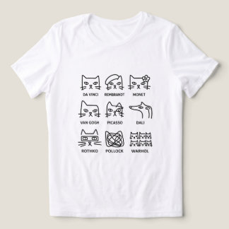 Camiseta Gatos de Artistas Famosos Grade Minimalista Arte M