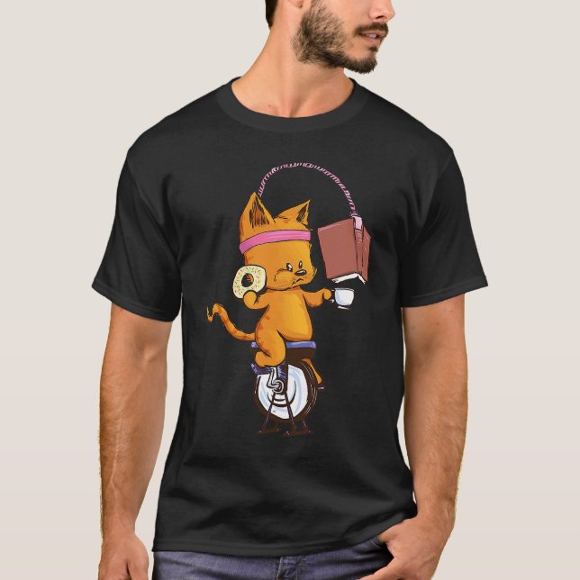 Camiseta Gatos de aula de spinning reservam café (Frente)