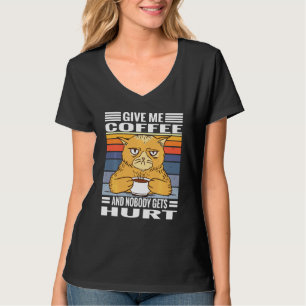 Camiseta Gatos De Café Dizendo Me Dê Café E Ninguém Recebe
