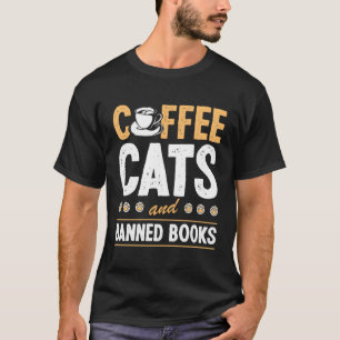 Camiseta Gatos De Café E Livros Banidos Gatos Literários Mã