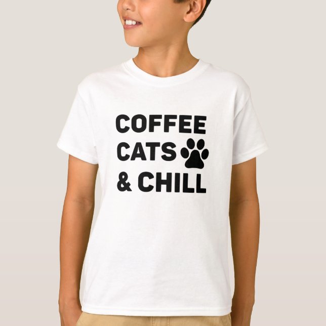 Camiseta Gatos de café e refrigerar (Frente)