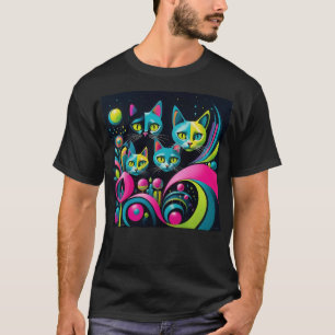 Camiseta Gatos de Cartoon Sci-Fi Retro