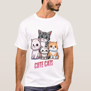 Camiseta Gatos de Desenho Animado Fofos Design para Amantes