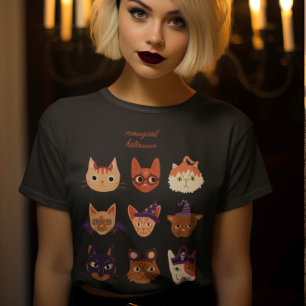 Camiseta Gatos de Dia das Bruxas Meowgsos na Figurina