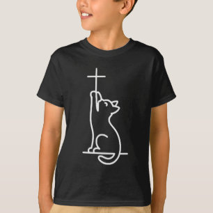 Camiseta Gatos de Estimação Amam Jesus Seja Feliz Gato 