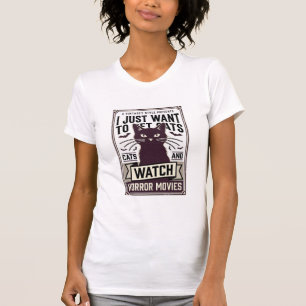 Camiseta Gatos de Estimação Assistem Filmes de Terror Desig