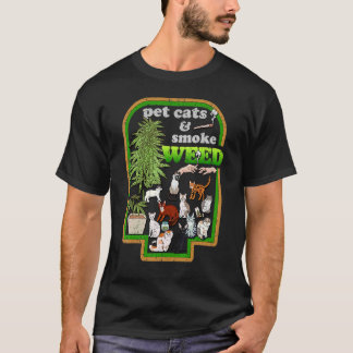 Camiseta Gatos de Estimação Vintage e Fumam Maconha