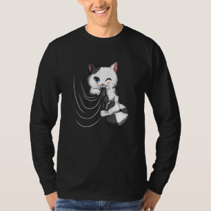 Camiseta Gatos De Gato Com Peças De Duto Com Cortina
