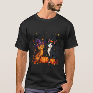 Camiseta Gatos de Halloween em Chapéus de Bruxa com Design