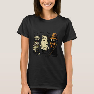 Camiseta Gatos de Halloween Fofos Bruxa Fantasma Mamãe Saci