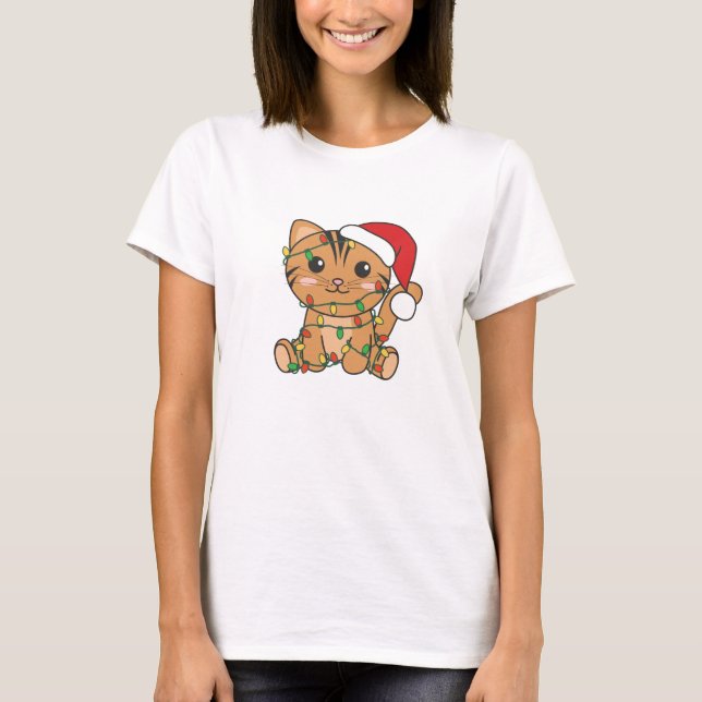 Camiseta Gatos De Inverno De Natal (Frente)