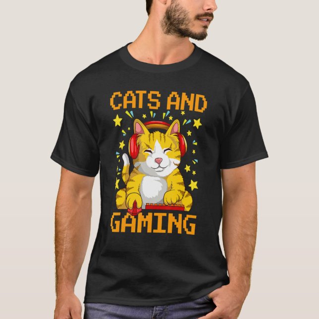 Camiseta Gatos De Jogos E Gatos (Frente)