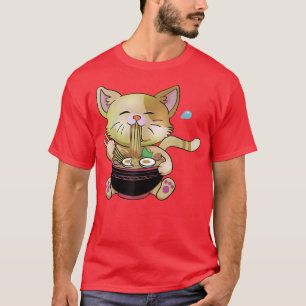 Camiseta Gatos de manga de chibi-cúpula Ramen 