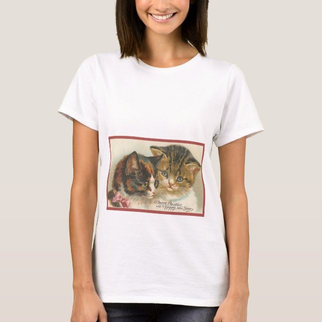 Camiseta Gatos de Natais vintages (Frente)