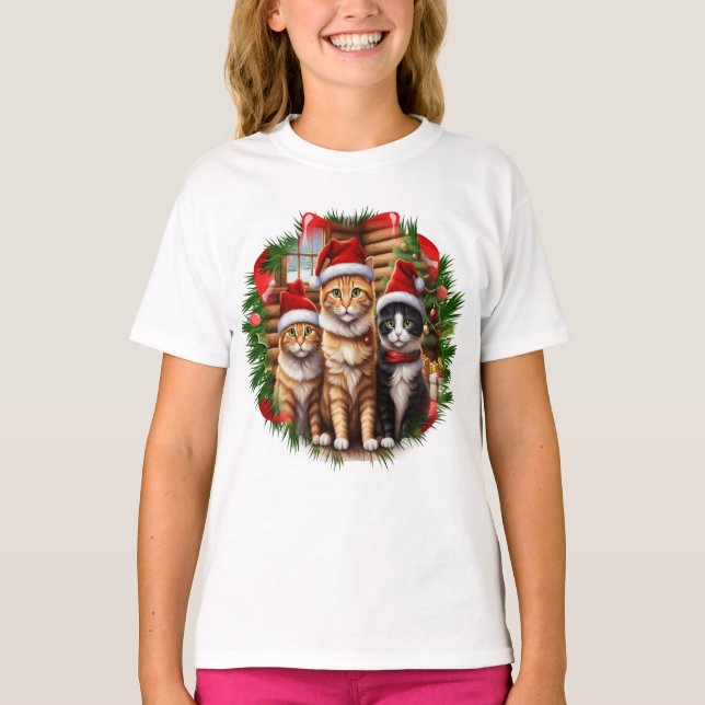 Camiseta Gatos de Natal (Frente)