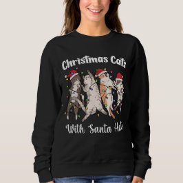 Camiseta Gatos de Natal com Chapéus de Papai Noel Fofos e D