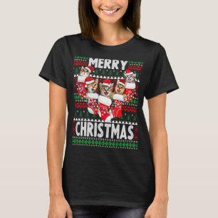 Camiseta Gatos de Natal e Sweater Feio de Chrismas