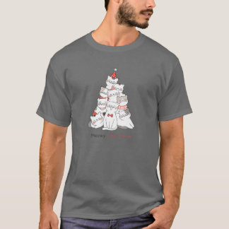 Camiseta Gatos de Natal Engraçados - Compatível com a Famíl