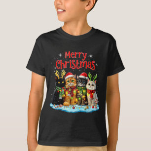 Camiseta Gatos de Natal Fofos Amor de Gatinho de Natal Engr
