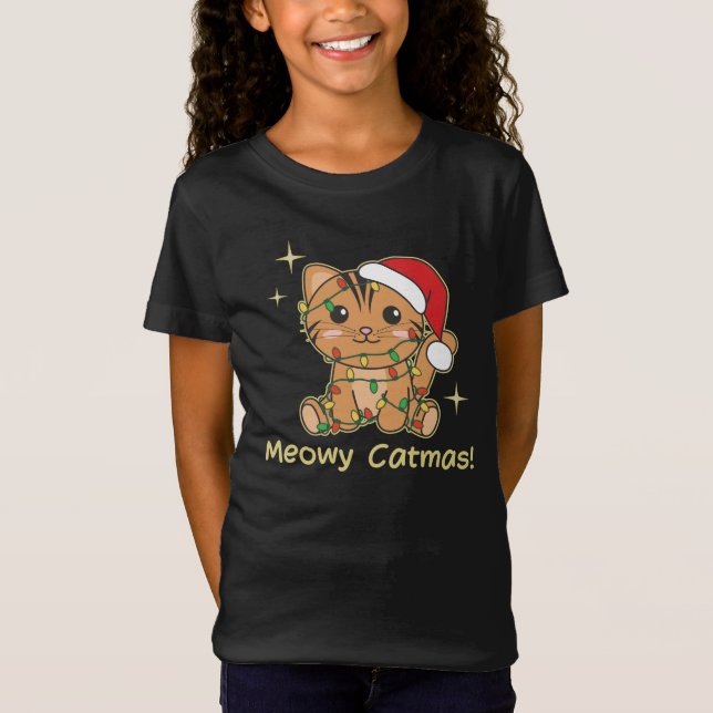 Camiseta Gatos de Natal Gatos Gatos Gafanhotos Gatos Felino (Frente)