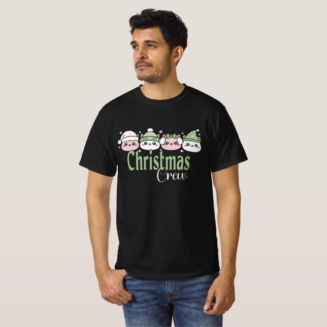 Camiseta Gatos de Natal Kawaii Pastel (Frente Completa)