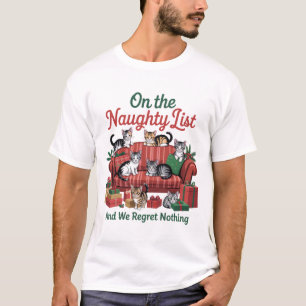 Camiseta Gatos de Natal na Lista Travessa 90s Retro Cat