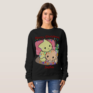 Camiseta Gatos de natal no tapete, nome personalizado