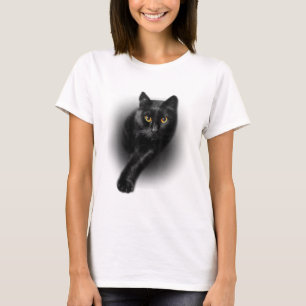 Camiseta Gatos de Olhos Amarelos de Gato Negro