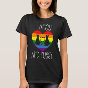 Camiseta Gatos De Orgulho gay De Orgulho Lésbica E Tacos Lo