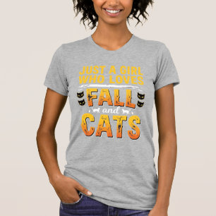 Camiseta Gatos de Outono Garota Desenho de Halloween_1