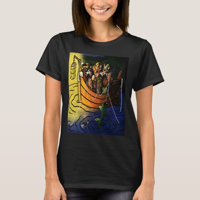 Camiseta Gatos De Pesca Noturna (Frente)