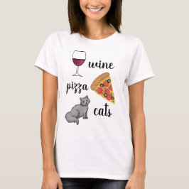 Camiseta Gatos De Pizza De Vinho