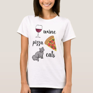 Camiseta Gatos De Pizza De Vinho