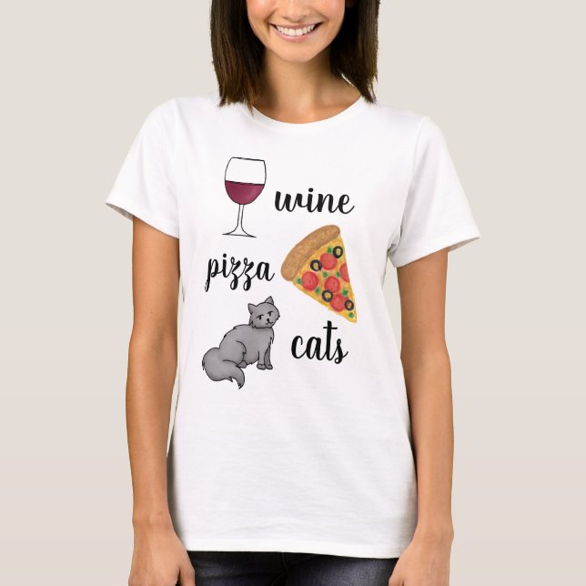 Camiseta Gatos De Pizza De Vinho (Frente)