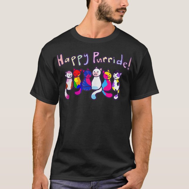 Camiseta Gatos de Purga Feliz Gatinhos Orgulho gay LGBTQ Tr (Frente)