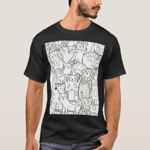 Camiseta Gatos de rabo: preto e branco.