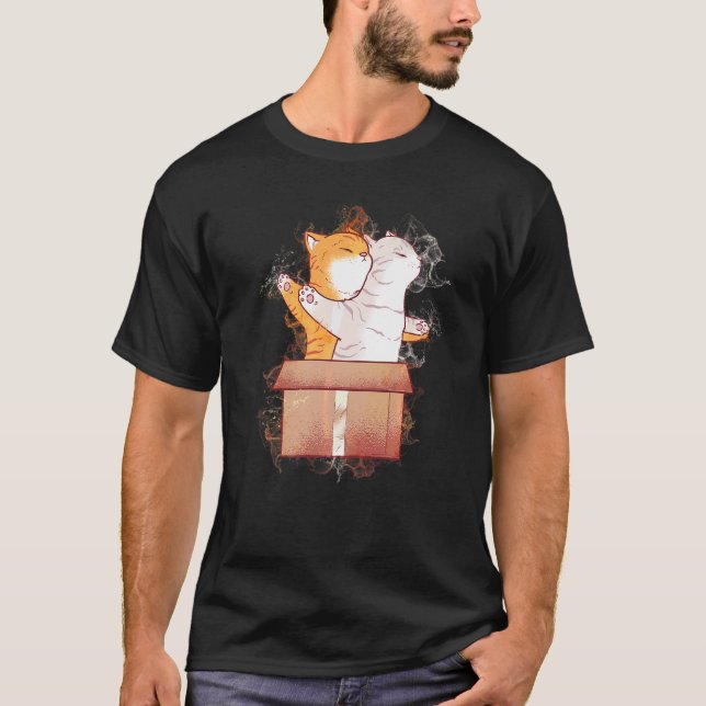 Camiseta Gatos de Salpicos de Água Cartão de Gato (Frente)