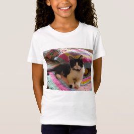 Camiseta Gatos de Tuxedo Bonitos em Crochet Rug Girls T Shi