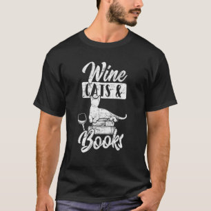 Camiseta Gatos de Vinho e Livros de Gatos Gatos Vinho Gato 