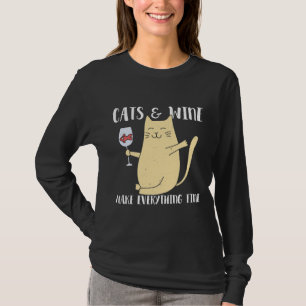 Camiseta Gatos De Vinho E Vinho Fazem Tudo Bem