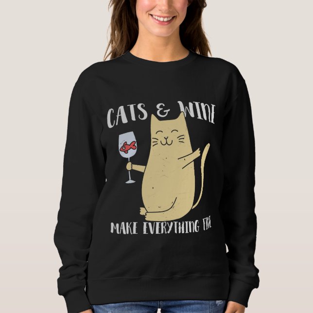 Camiseta Gatos De Vinho E Vinho Fazem Tudo Bem (Frente)