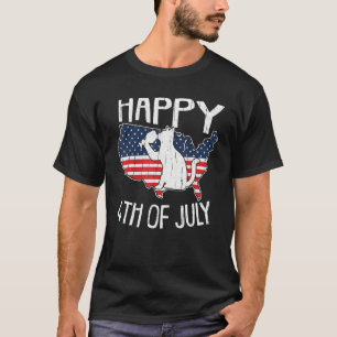 Camiseta Gatos De Vinho Feliz 4 De Julho Gatos Americanos F