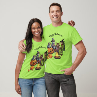 Camiseta Gatos disfarçados em acampamento de Halloween