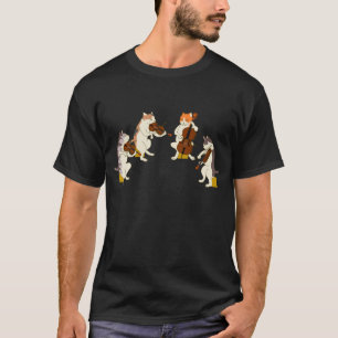 Camiseta Gatos Divertidos Jogando Violino Cello Music Lover