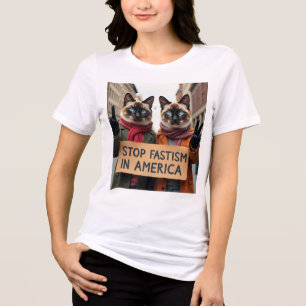 Camiseta Gatos Dizem Para Parar O Fascismo Político